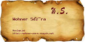 Wohner Sára névjegykártya